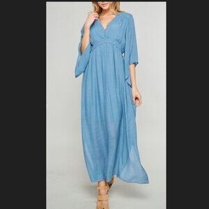Llove linen vneck maxi dress